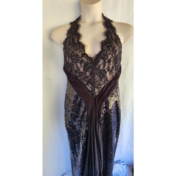 NWOT Mignon Black Lace Embellished Cocktail Formal Gown 12 - Picture 2 of 10